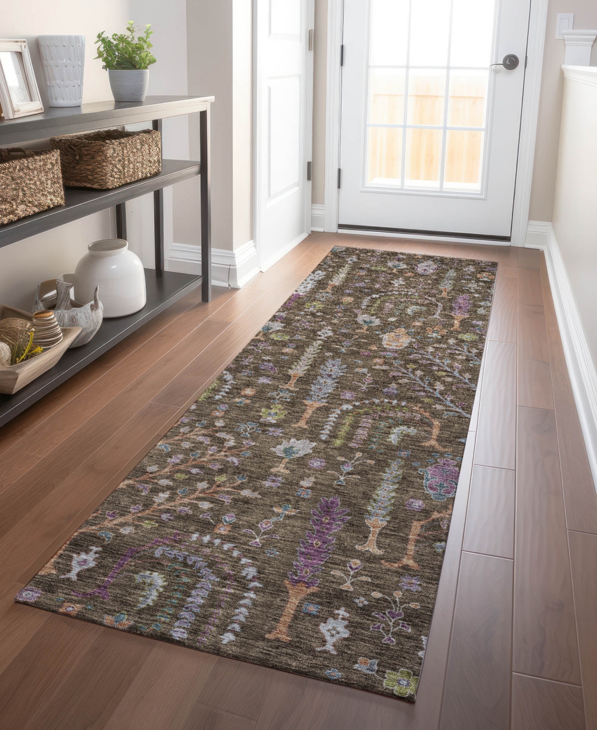 Addison Chantille Machine Washable Acn1152 2'3"x7'6" Runner Area Rug In Brown