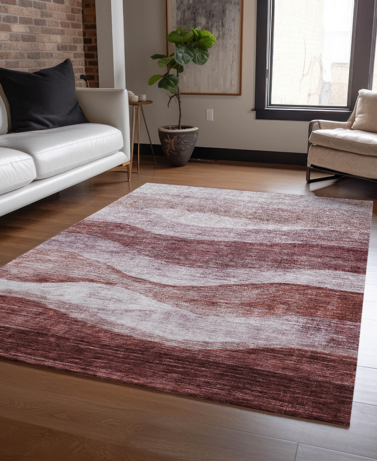 Addison Chantille Machine Washable Acn1141 9'x12' Area Rug In Rose