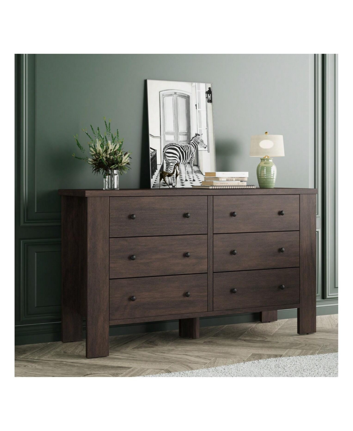 gaomon 6 Drawer Dresser For Bedroom Modern Wood Dresser With Metal Handle Large Storage Cabinet Organizer Units For Clothing Closet Bedroom Living Roo