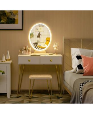 Table with Mirror Lamp,Dressing Table,Dressing Table with Upholstered Stool and Table
