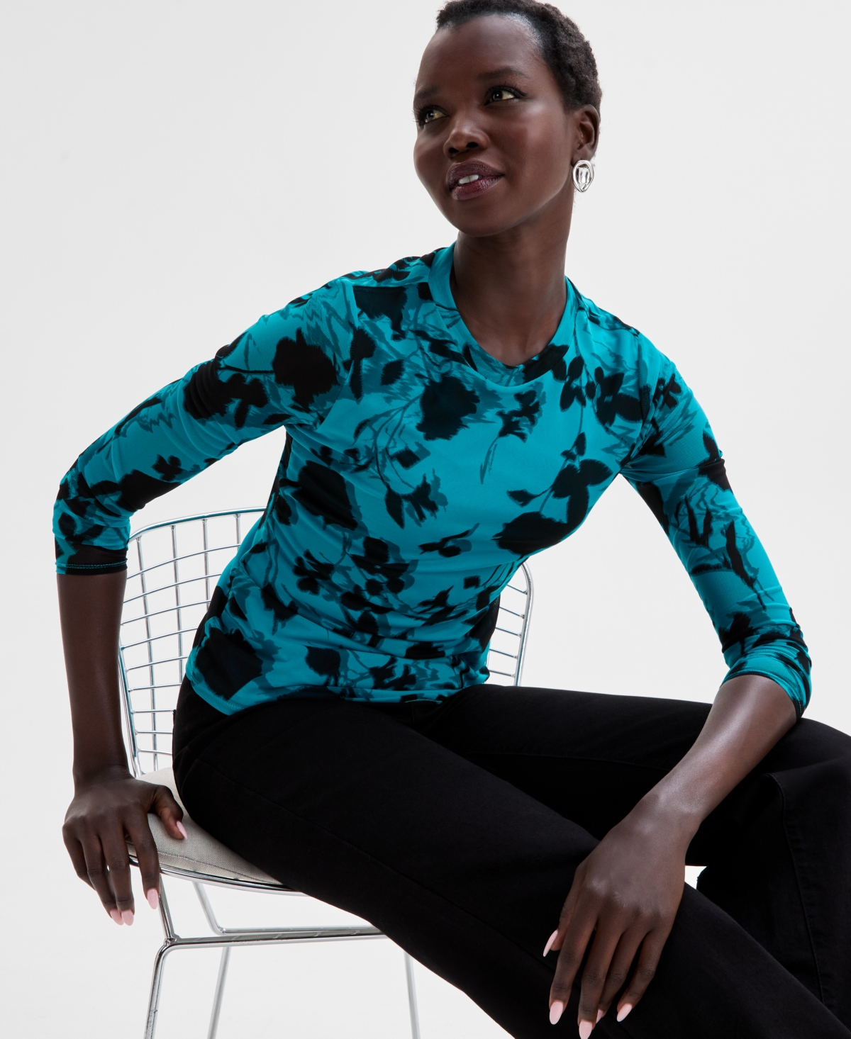Inc International Concepts Women's Long-sleeve Mesh Crewneck Top, Exclusively At Macy's In Tara Rose