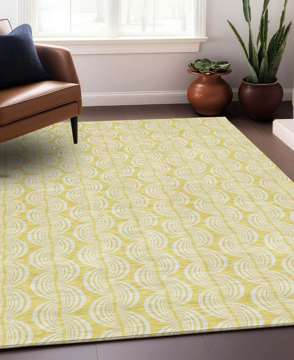 Addison Chantille Mahine Washable Acn1056 8'x10' Area Rug In Yellow