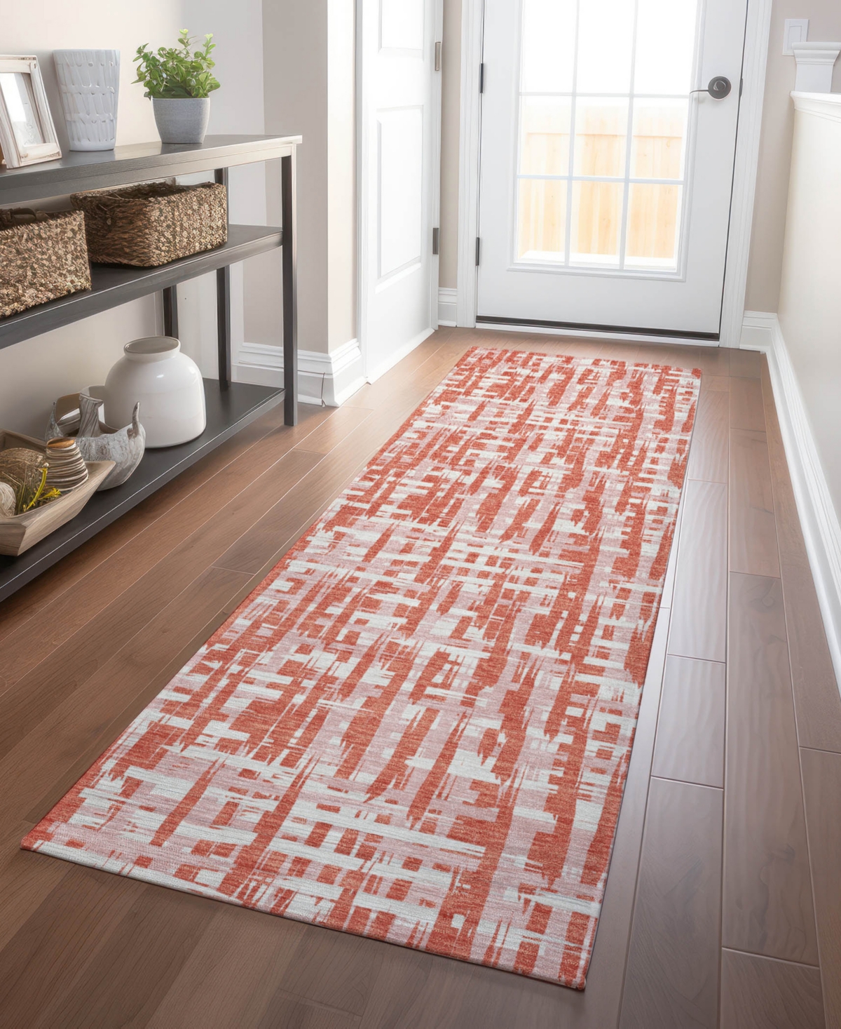 Addison Chantille Mahine Washable Acn1060 2'3"x7'6" Runner Area Rug In Coral