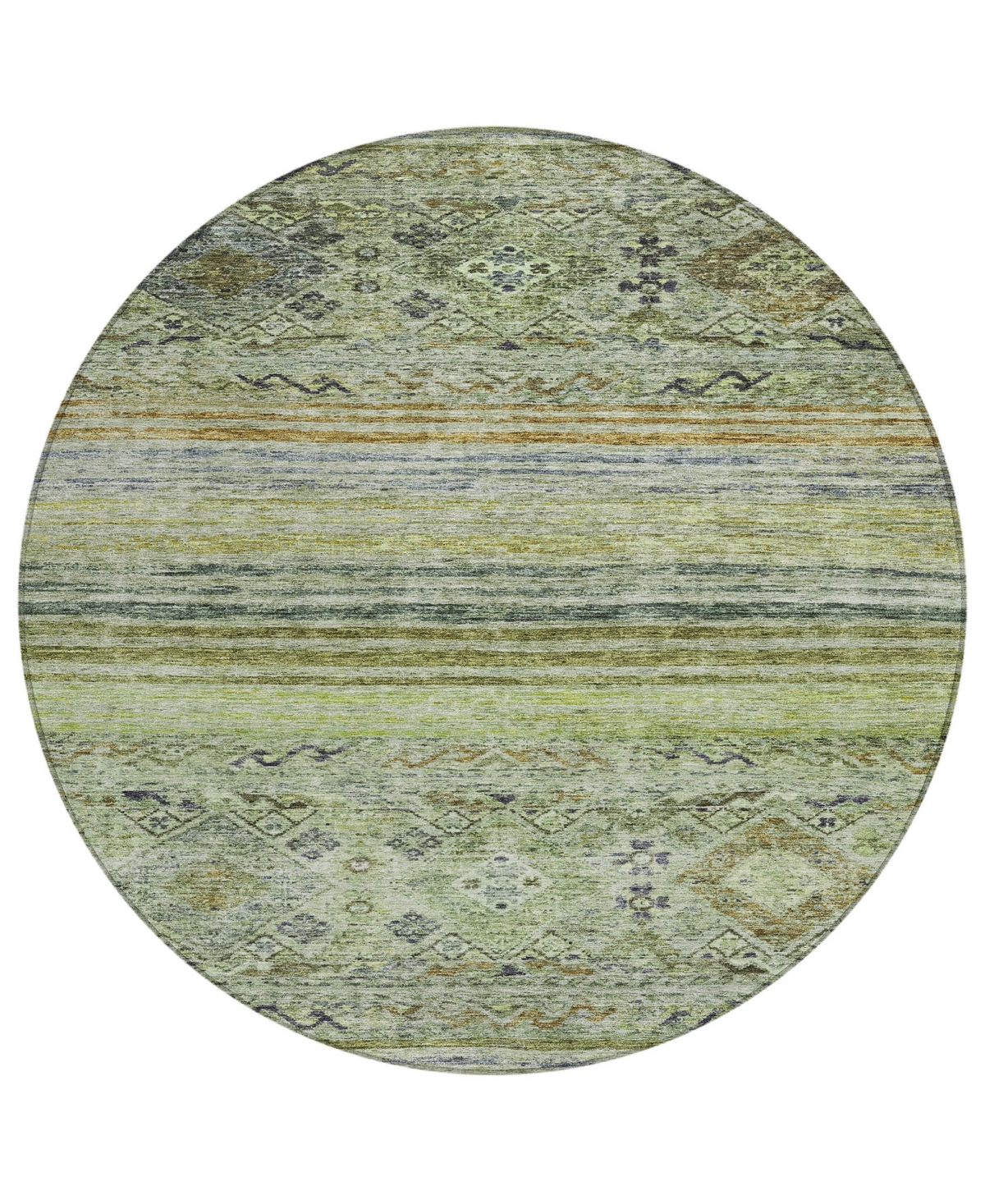 Addison Chantille Machine Washable Acn1219 8'x8' Round Area Rug In Grass