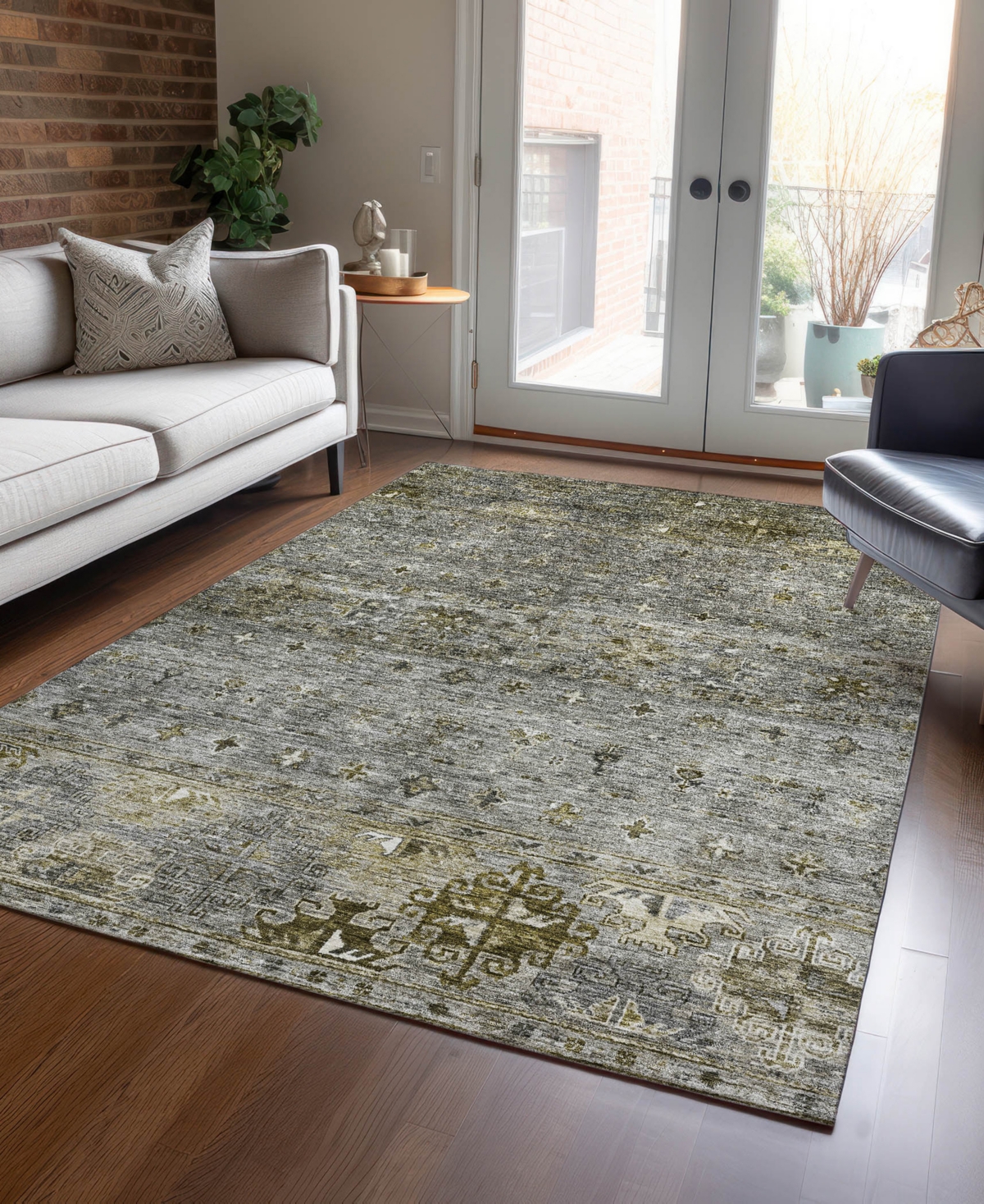 Addison Chantille Machine Washable Acn1220 5'x7'6" Area Rug In Charcoal