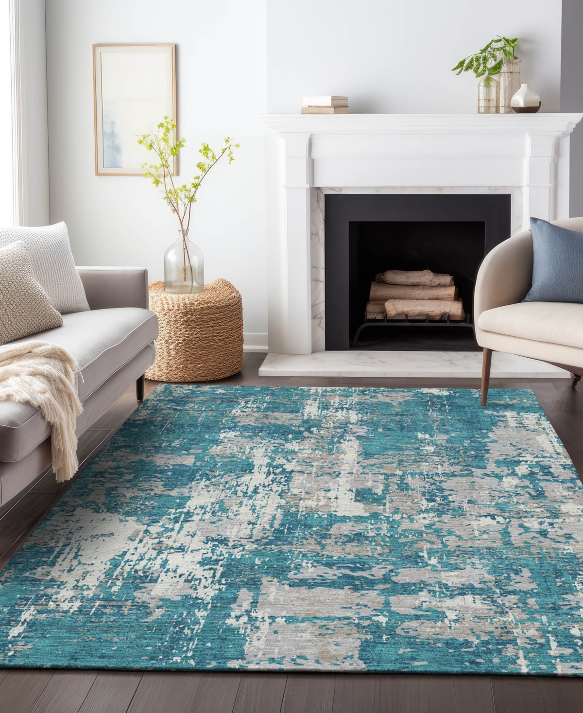 Addison Chantille Machine Washable Acn1008 5'x7'6" Area Rug In Teal