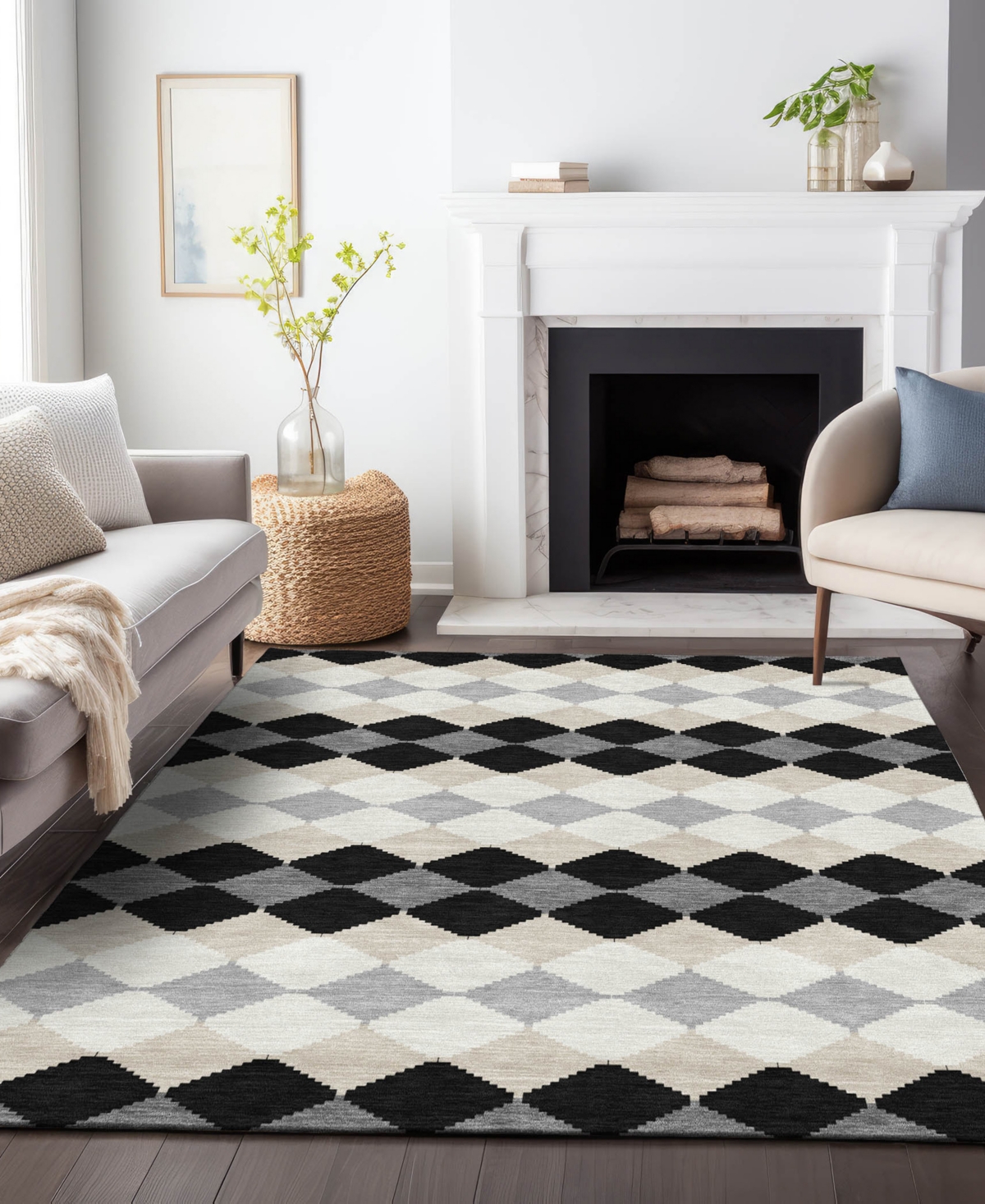 Addison Chantille Machine Washable Acn1007 3'x5' Area Rug In Black