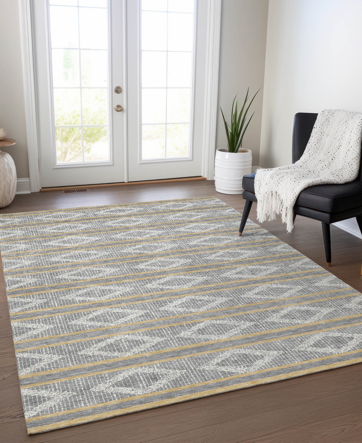 Addison Chantille Mahine Washable Acn1029 5'x7'6" Area Rug In Gray