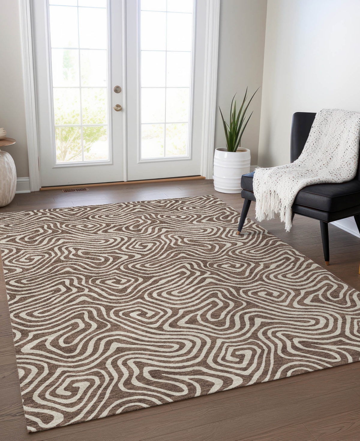 Addison Chantille Mahine Washable Acn1030 8'x10' Area Rug In Brown