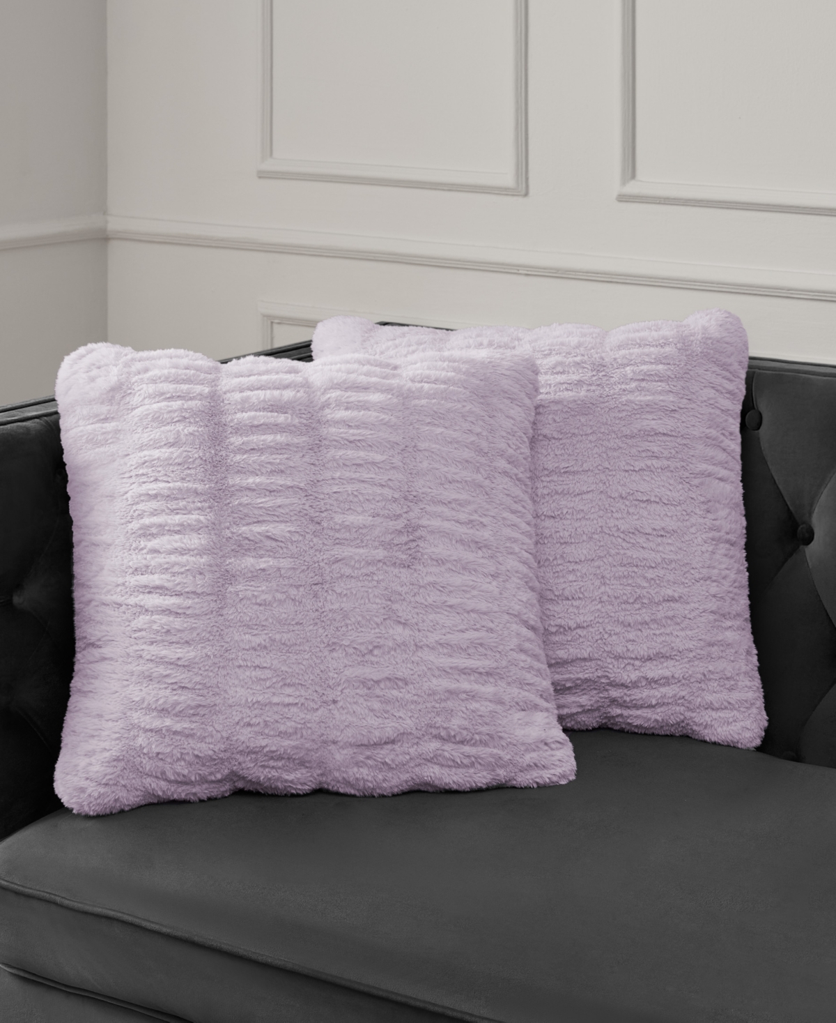 Juicy Couture Pleated Faux Fur Decorative Pillow, 20" X 20" In Orchid Petal Purple