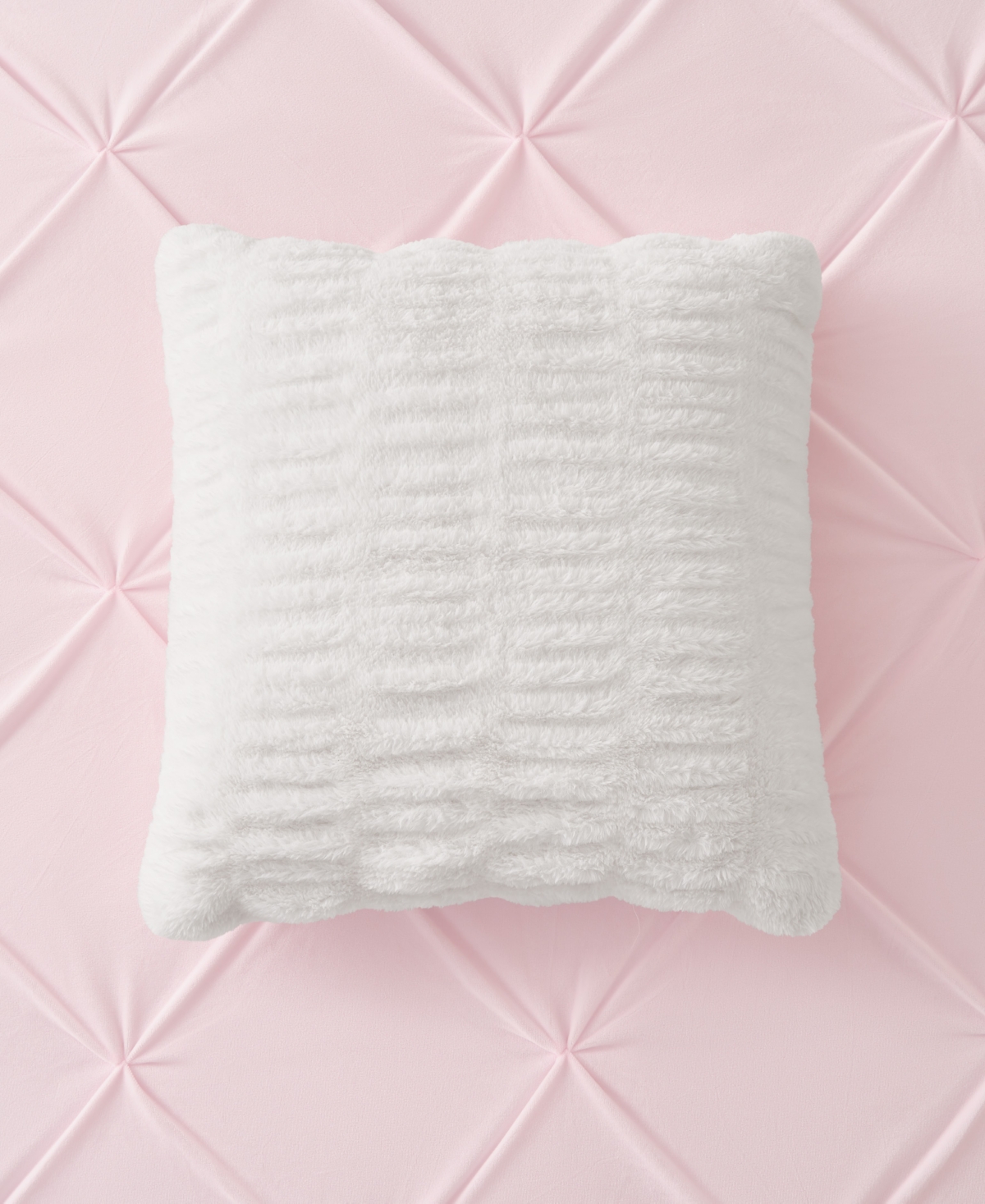 Juicy Couture Pleated Faux Fur Decorative Pillow,