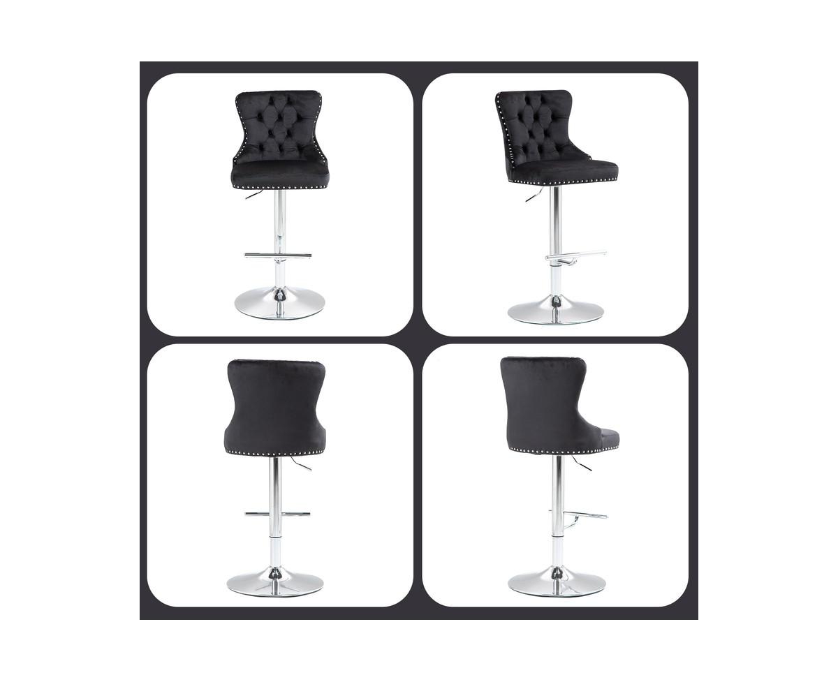 gaomon Velvet Bar Stools Set of 2, Modern Upholstered Bar Chairs, Adjustable Swivel Bar Stools with Tufted Back and Nailhead Trim for Kitchen Island R