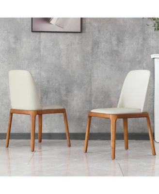 Streamdale Modern PU Leather Dining Chairs with Wooden Legs (Set of 2)