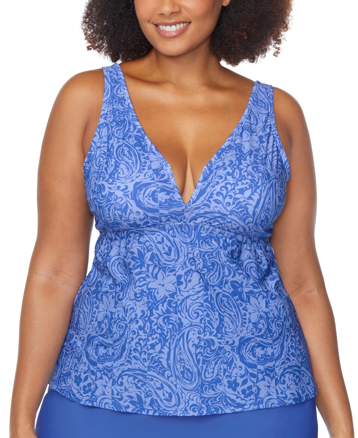 Raisins Curve Aviva V-neck Tankini Top In Slate