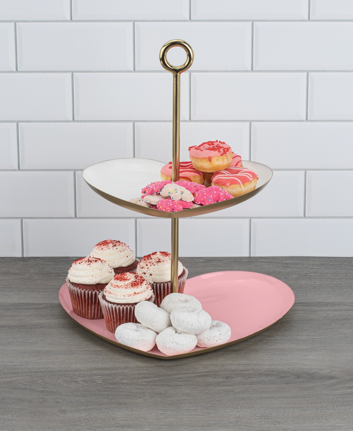 Thirstystone Two-tiered Heart Stand In White,pink