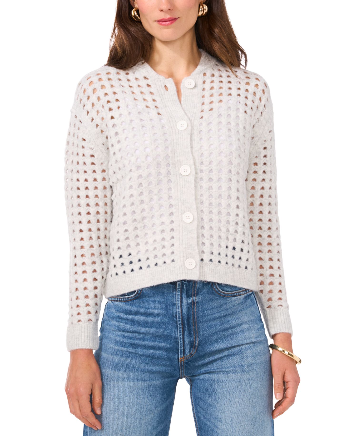 Women's Long-Sleeve Pointelle Cardigan