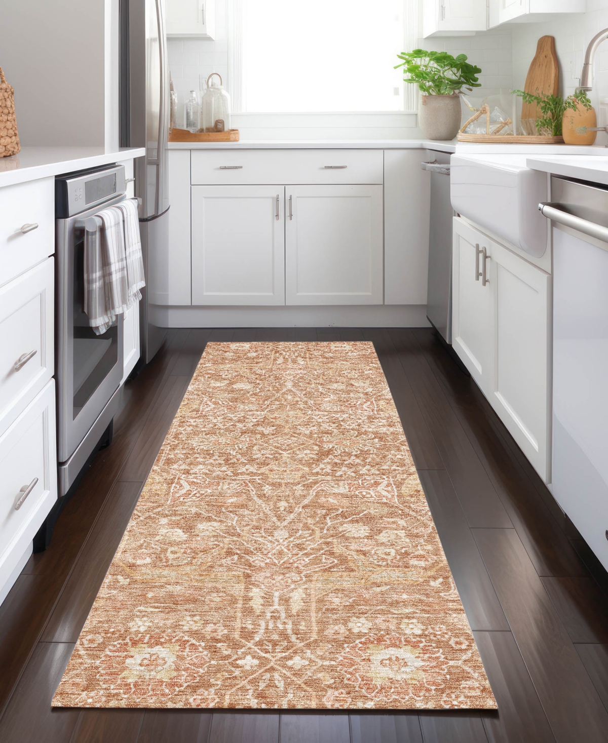 Addison Chantille Machine Washable Acn1133 2'3"x7'6" Runner Area Rug In Coral