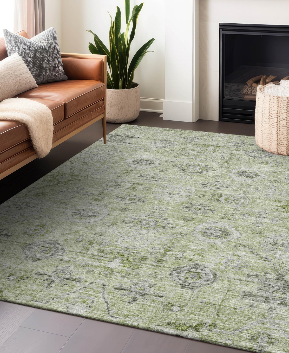 Addison Chantille Machine Washable Acn1110 5'x7'6" Area Rug In Grass