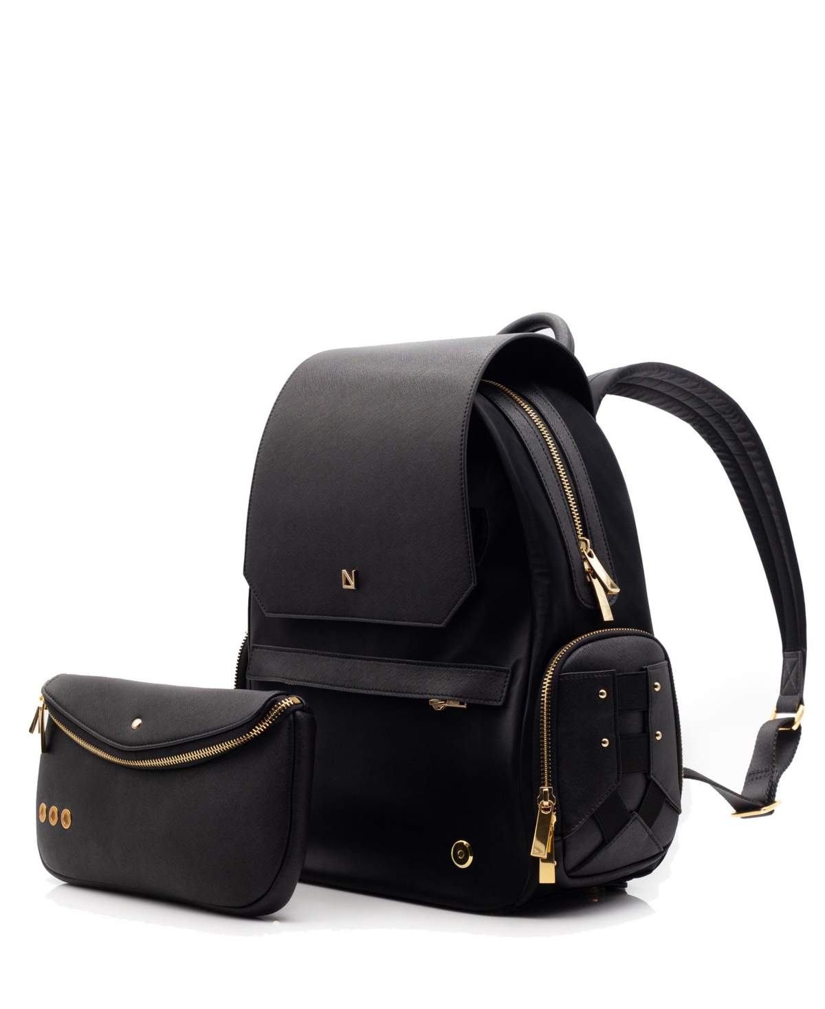 Zoe 13" Laptop Backpack with Detachable Clutch - Black