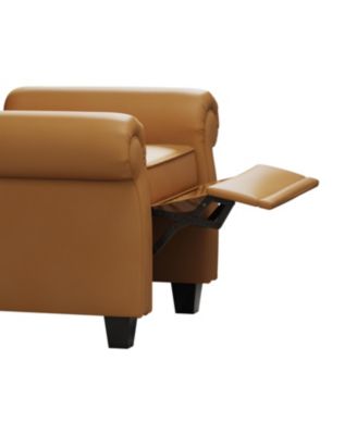 Modern Tufted Push Back Armchair Technical Leather Chair, Adjustable Single Sofa Chair with Sturdy Wood Legs for Bedroom, Living Room, Small Space(Color:ORANGE)