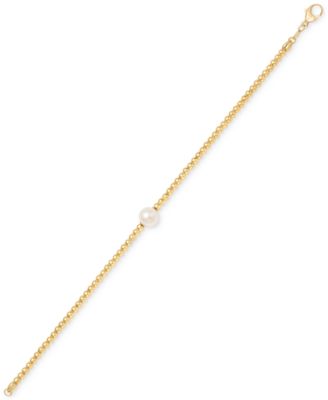 Cultured Freshwater Pearl (8-8.5mm) Beaded Bracelet in 14k Gold over Sterling Silver Made in Italy