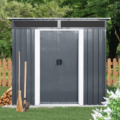 Streamdale 5ft x 6ft Outdoor Metal Shed with Window (Black/White