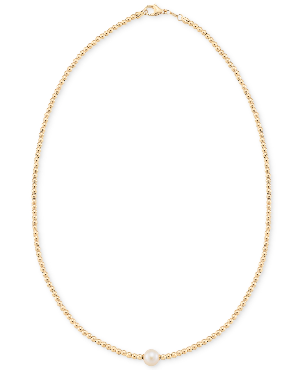 MACY'S CULTURED FRESHWATER PEARL (8-8.5MM) STATIONED BEAD NECKLACE IN 14K GOLD OVER STERLING SILVER, 18" MA 