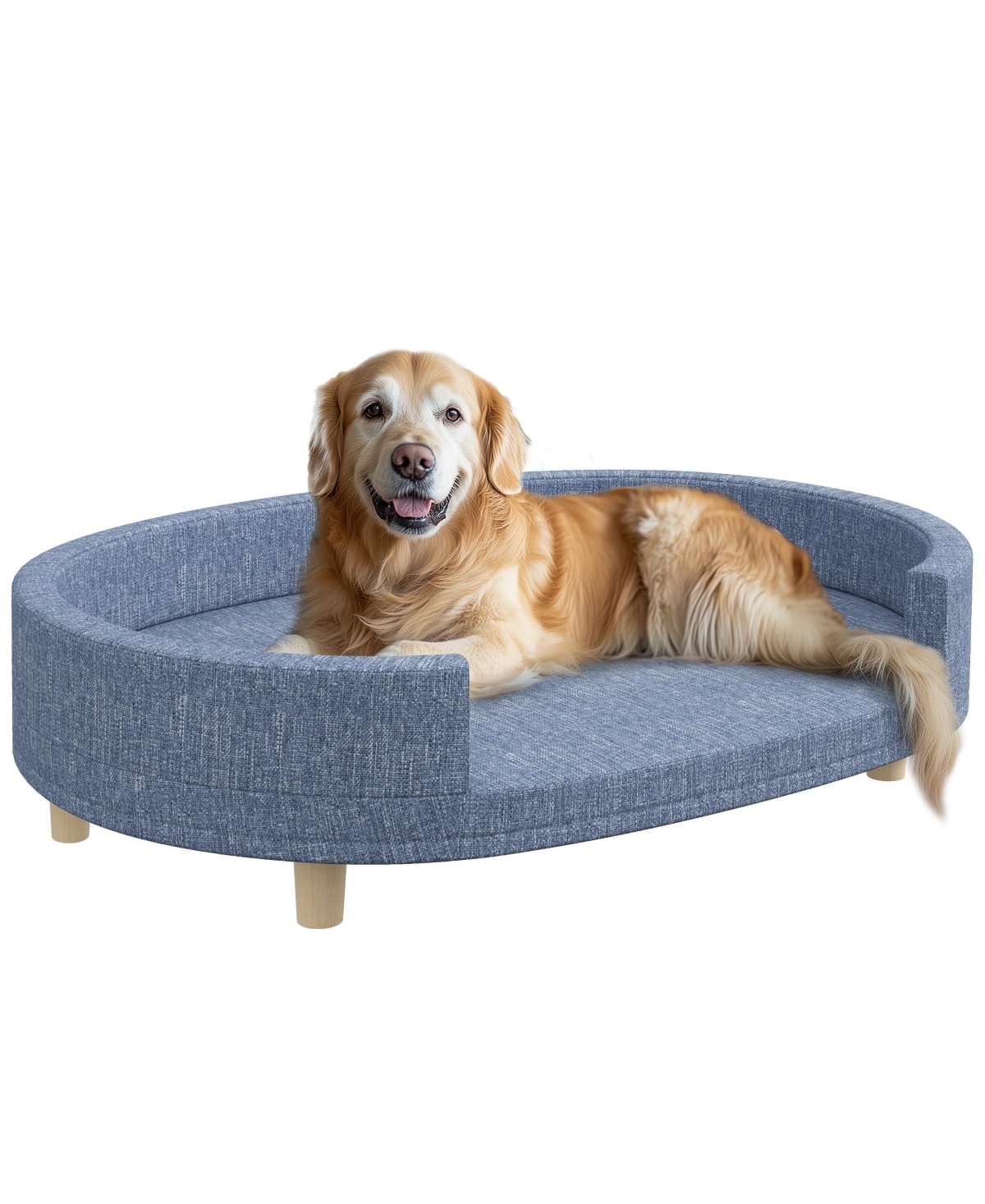 Dog Couch for Large Dogs with Removable Top, Washable Cover - Blue