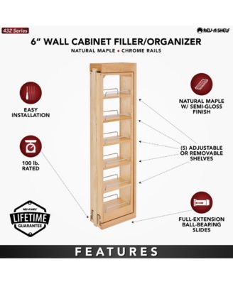 Pullout Wall Filler Cabinet Wooden Organizer, 42" Hgt, 432-WF42-6C