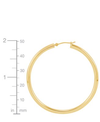 Polished Thin Tube Hoop Earrings (3mm) in 14k Gold (50mm)