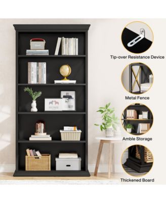 71 Inches 6-Tier Industrial Bookshelves and Bookcases, Floor Standing 5 Shelf Display Storage Shelves Tall Bookcase