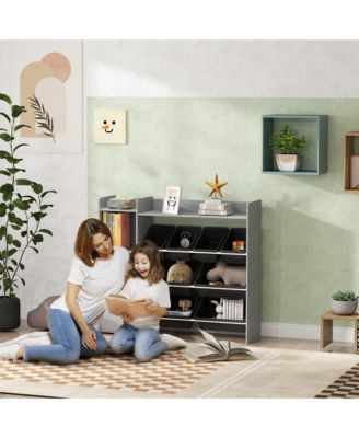 Toy Storage Organizer with 8 Bins, 2 Storage Cubbies, Shelf, Drawer