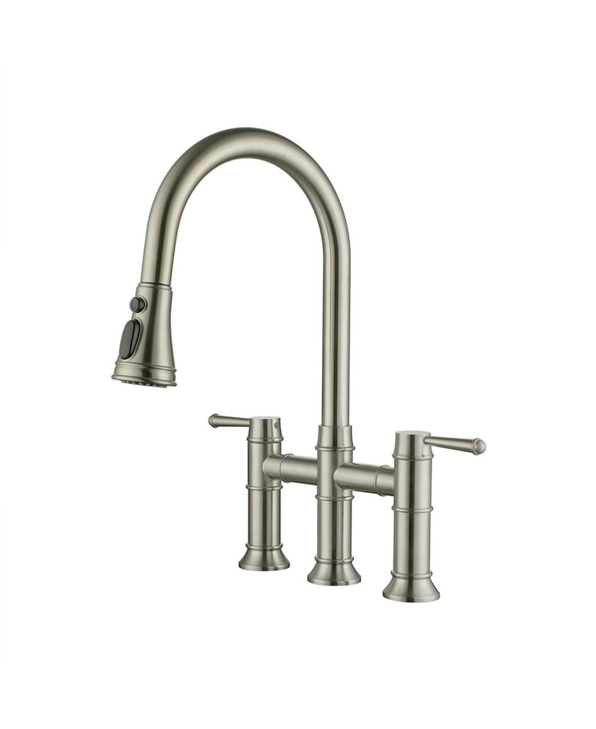 Mondawe 3-Hole Pull-Down Sprayer Kitchen Faucet with 3 Modes Bridge Faucet