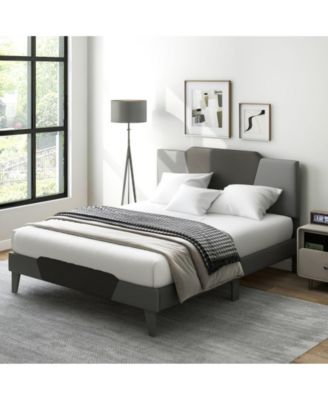 Queen Velvet Upholstered Bed Frame with High Headboard