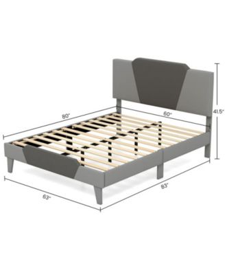 Queen Velvet Upholstered Bed Frame with High Headboard