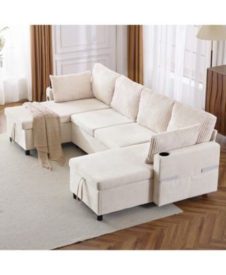 111.8" Sectional Sleeper Sofa with Storage
