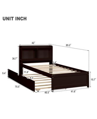 Twin Bed with Trundle and Bookcase - Space-Saving Bedroom Furniture for Sleepovers and Storage