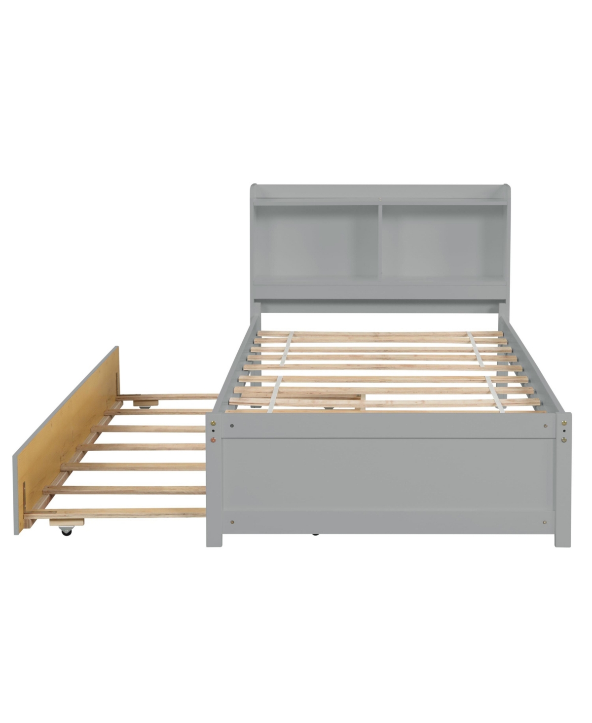 Slickblue Twin Bed with Trundle and Bookcase - Space-Saving Bedroom Furniture for Sleepovers and Storage