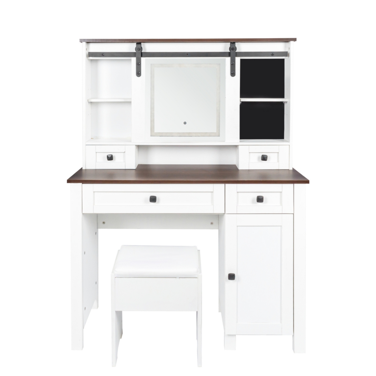 Streamdale Furniture Farmhouse Makeup Vanity with Mirror and Lights,41.73