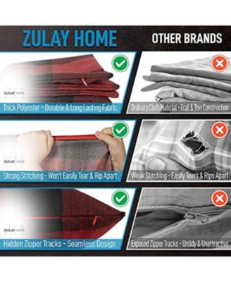 Buffalo Plaid Polyester Durable Anti-Fade 2 Piece Throw Pillow Covers, 18x18 Inches