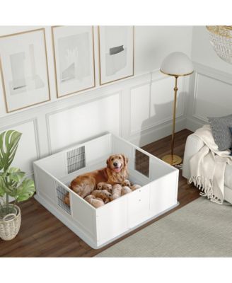 Whelping Box for Dogs w/ Pee Pad for Large Dogs, 49" x 47" x 19"