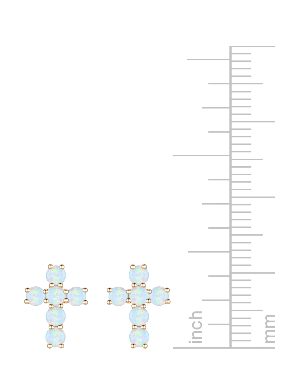 Macy's Lab Grown Sapphire Cross Stud Earrings (1 Ct. T.w.) In 10k White Gold (also In Lab Grow Ruby, Lab Gr In Opal