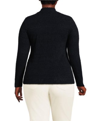 Plus Size Long Sleeve Brushed Lace Mock Neck Top
