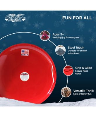 Steel Saucer 26" Metal Winter Snow Sled for Kids and Adults, Red