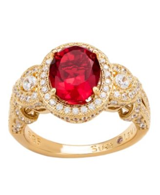 Suzy Levian Sterling Silver Oval Cubic Zirconia French Filigree Ring