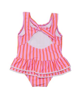 Girls Stripy Sunset Sustainable Skirt Swimsuit