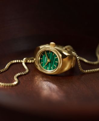 Women's Two-Hand Gold-Tone Stainless Steel Ring Watch, 15mm