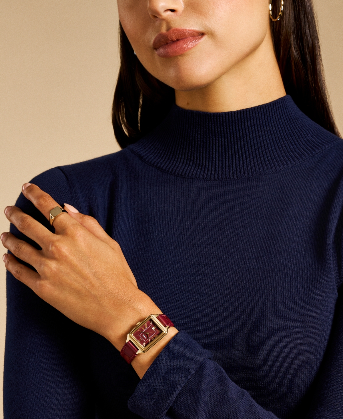 Fossil Women's Raquel Three-Hand DateCroco Leather Watch, 23mm - Red