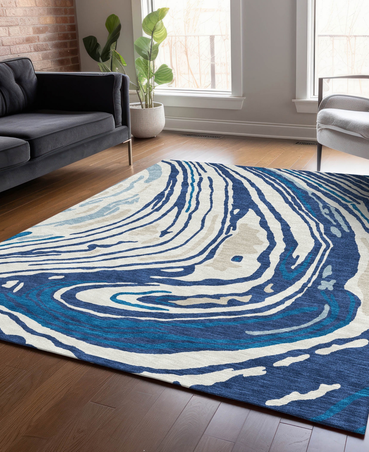 Addison Chantille Mahine Washable Acn1051 9'x12' Area Rug In Navy