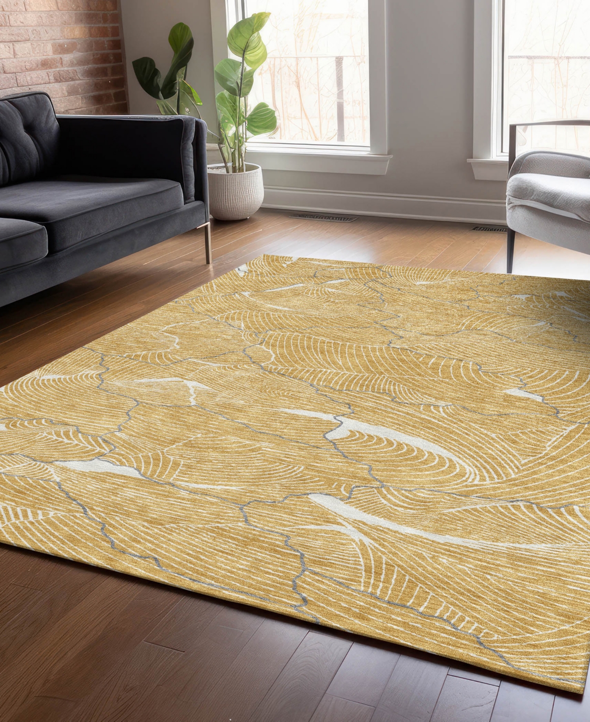 Addison Chantille Mahine Washable Acn1048 8'x10' Area Rug In Gold